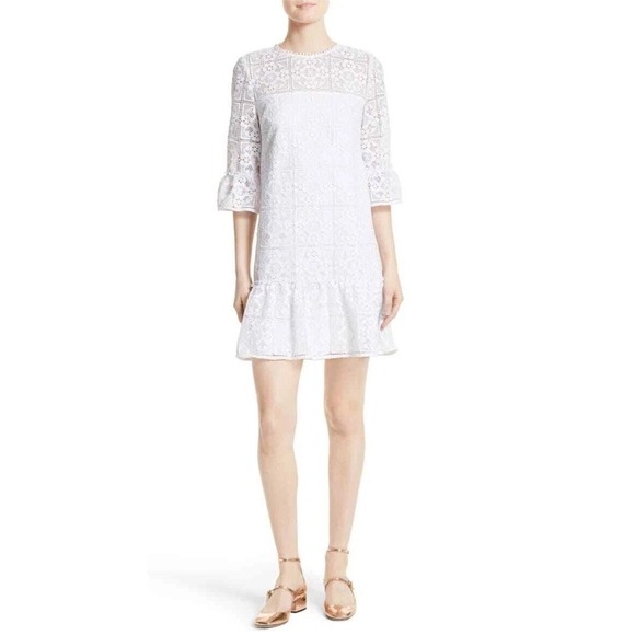 kate spade Dresses & Skirts - Kate Spade Women's Crochet Lace Flounce Shift Dress $428 White Sz 8